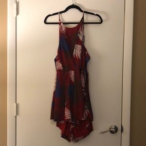 Tropical Print Backless Romper